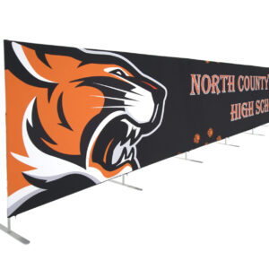 photo of thirty foot long renovate partition with snarling tiger head graphic and north county high school