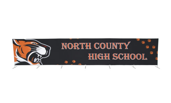 photo of thirty foot long renovate partition with snarling tiger head graphic and north county high school