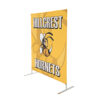 photo of five foot long renovate partition with hornet graphic and Hillcrest hornets